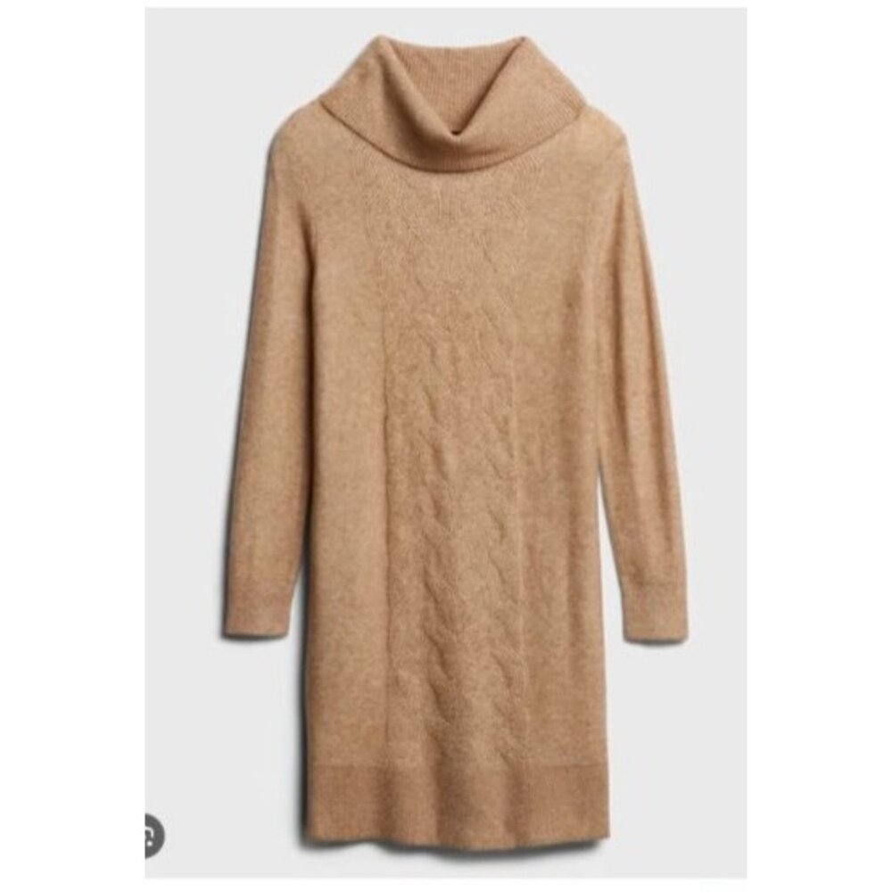 Banana Republic Womens size XL Camel Cowl Neck Sweater Dress new $89